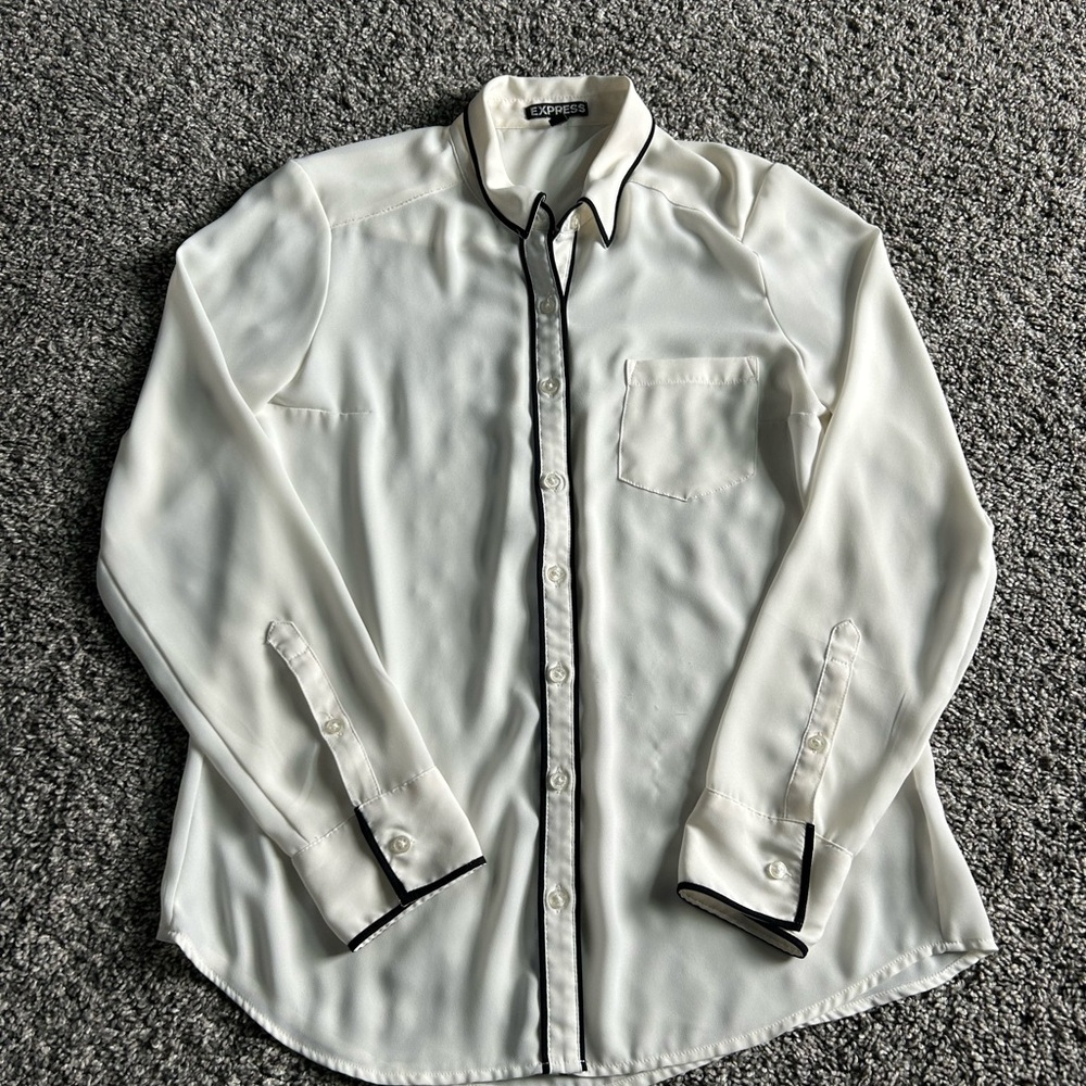 Express Cream Dress Shirt with Black Accents